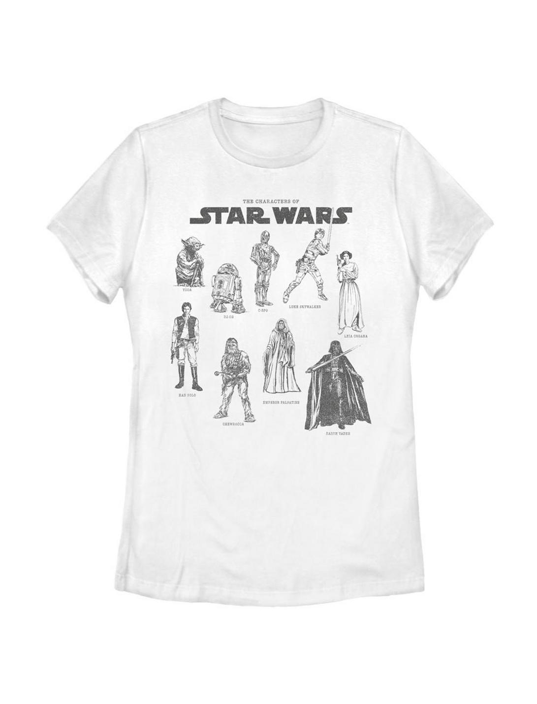 Plus Size Star Wars Character Chart Womens T-Shirt, WHITE, hi-res