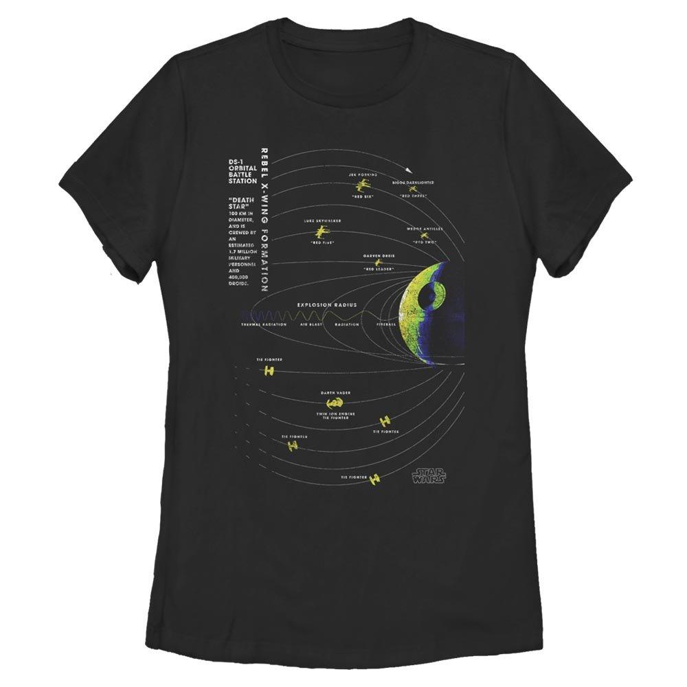 Star Wars Death Star One Schematic Womens T-Shirt, BLACK, hi-res