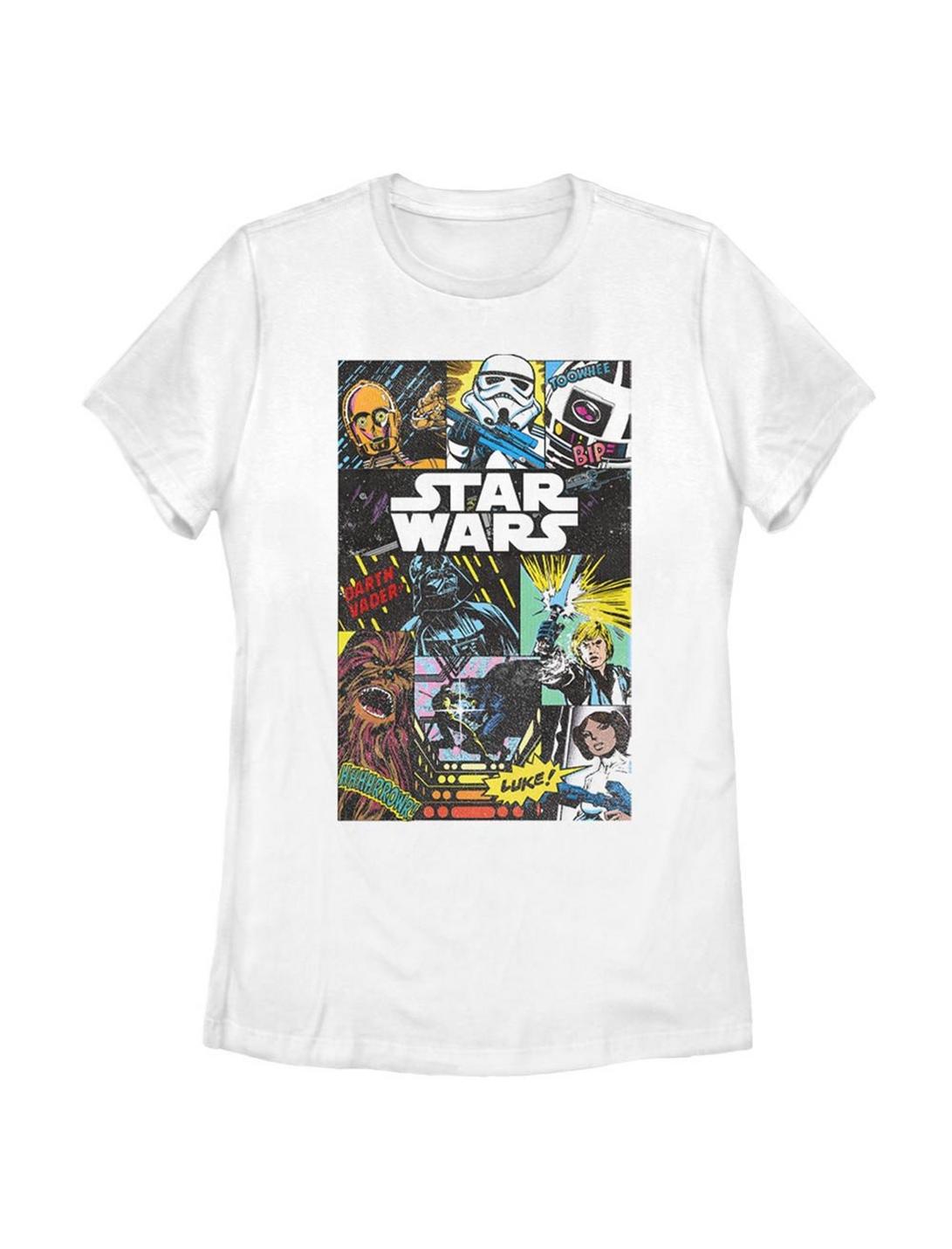 Star Wars Classic Comic Collage Womens T-Shirt, WHITE, hi-res