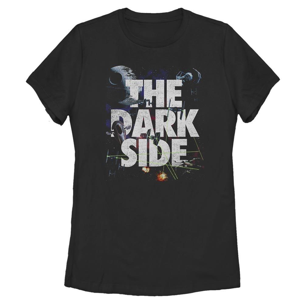 Star Wars Space Battle Interwoven Text Womens T-Shirt, BLACK, hi-res