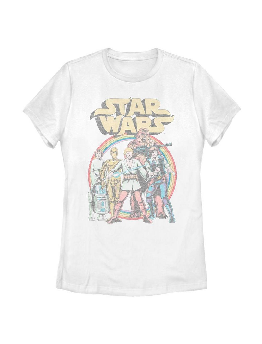 Plus Size Star Wars Classic Rainbow Womens T-Shirt, WHITE, hi-res