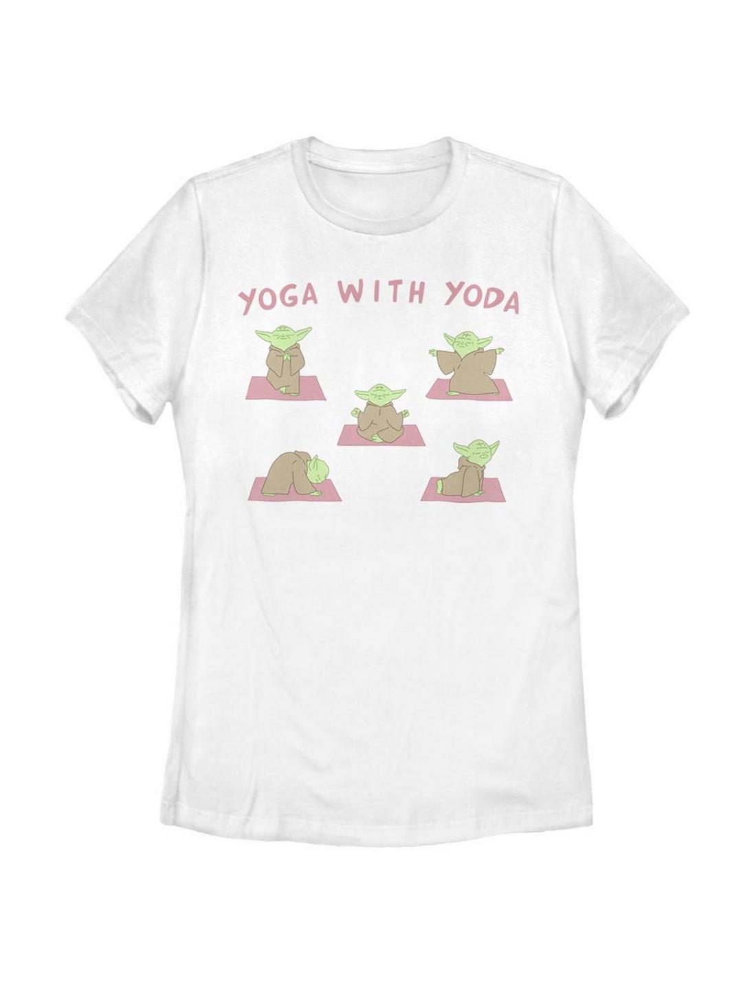 Star Wars Yoga With Yoda Womens T-Shirt, WHITE, hi-res