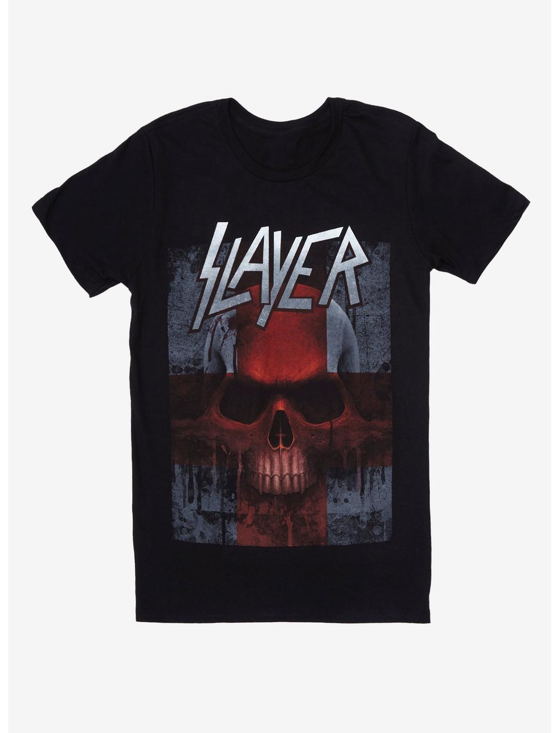 Slayer Red Cross Skull T-Shirt, BLACK, hi-res