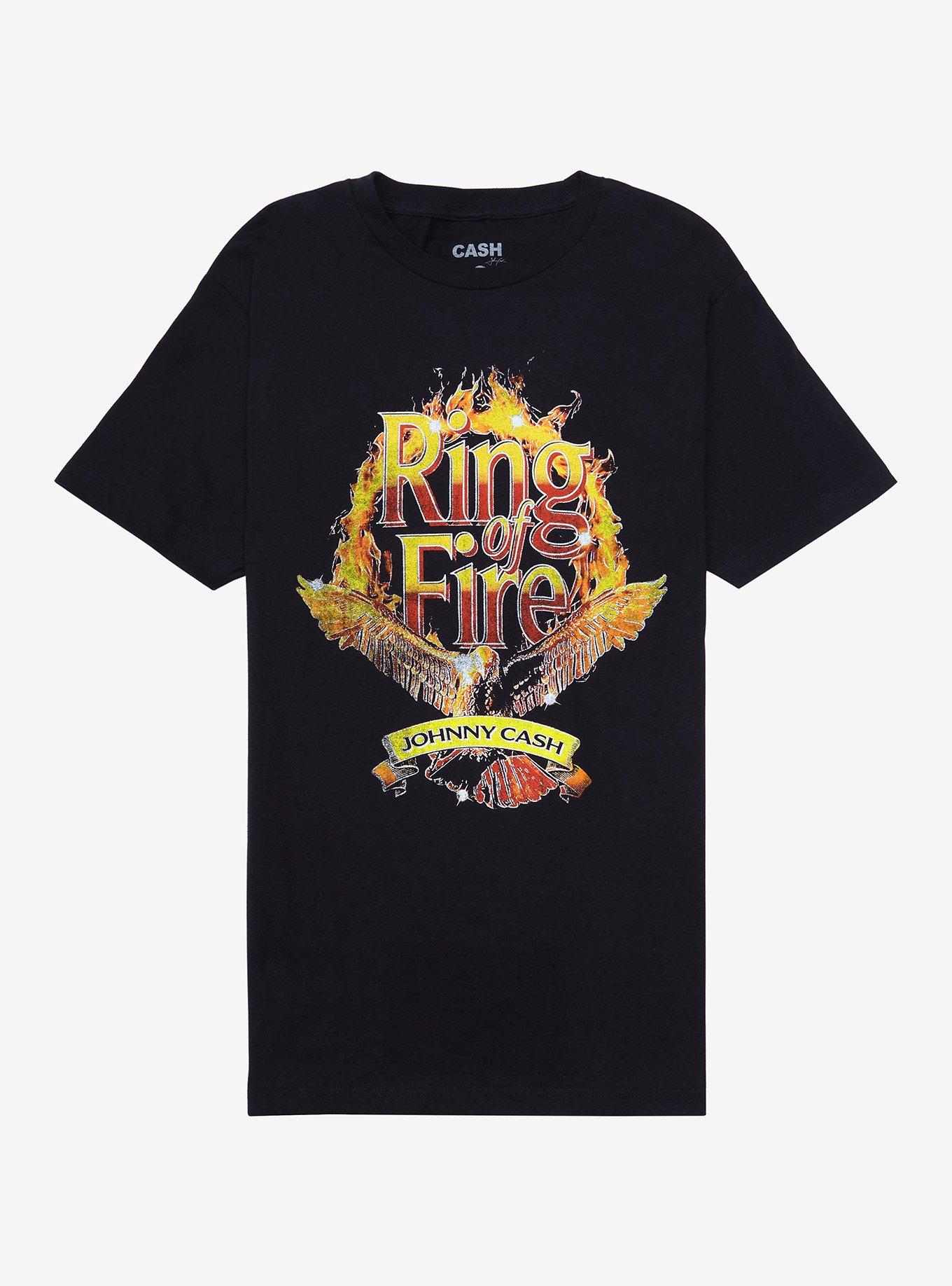 Johnny Cash Ring Of Fire T-Shirt, BLACK, hi-res