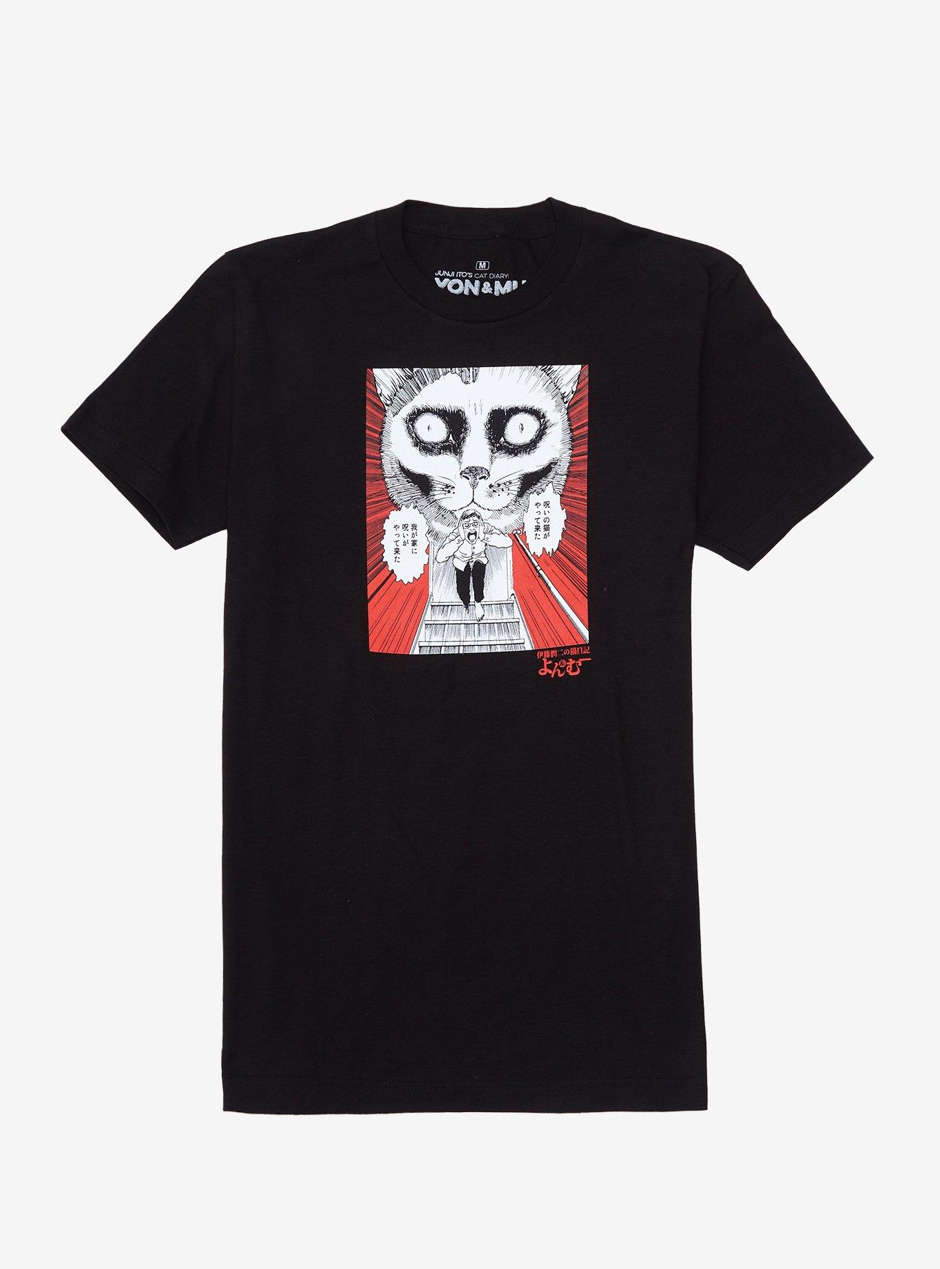 Junji Ito's Cat Diary: Yon & Mu Bite T-Shirt, BLACK, hi-res