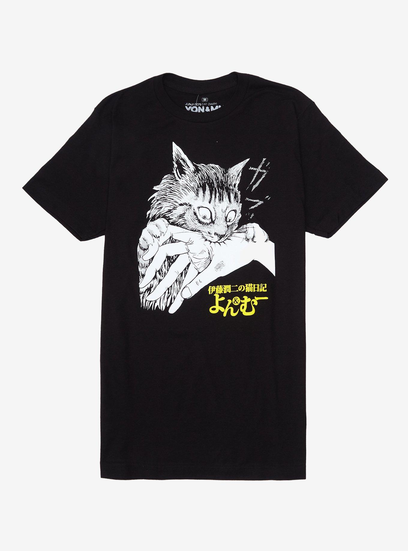 Junji Ito's Cat Diary: Yon & Mu Bite T-Shirt, BLACK, hi-res