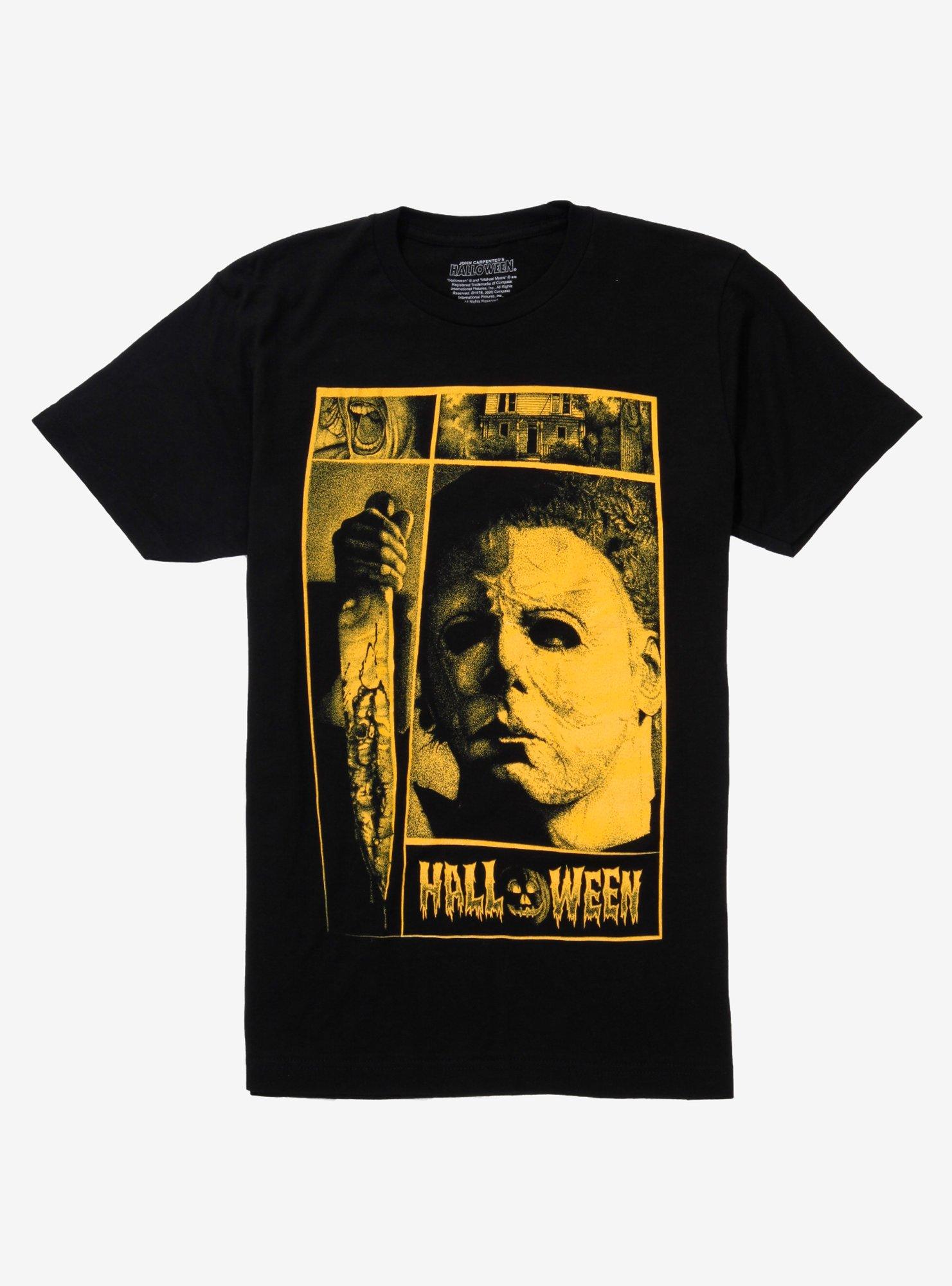 Halloween Orange Vintage Poster T-Shirt, BLACK, hi-res