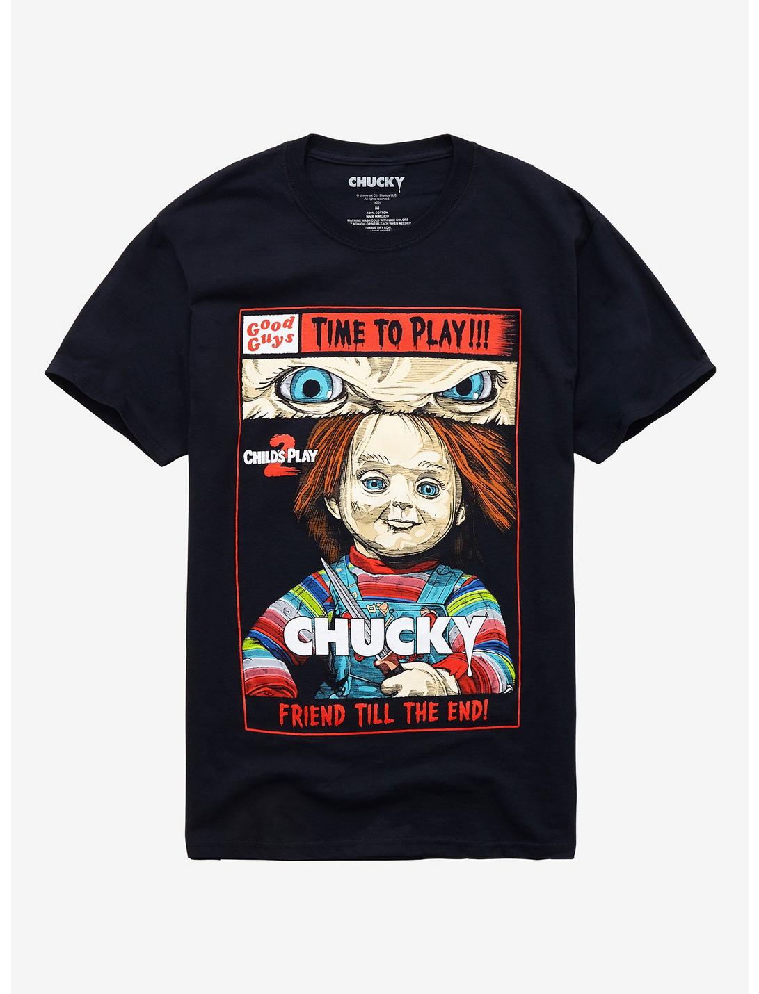 Child's Play 2 Chucky Comic Book Cover T-Shirt, BLACK, hi-res