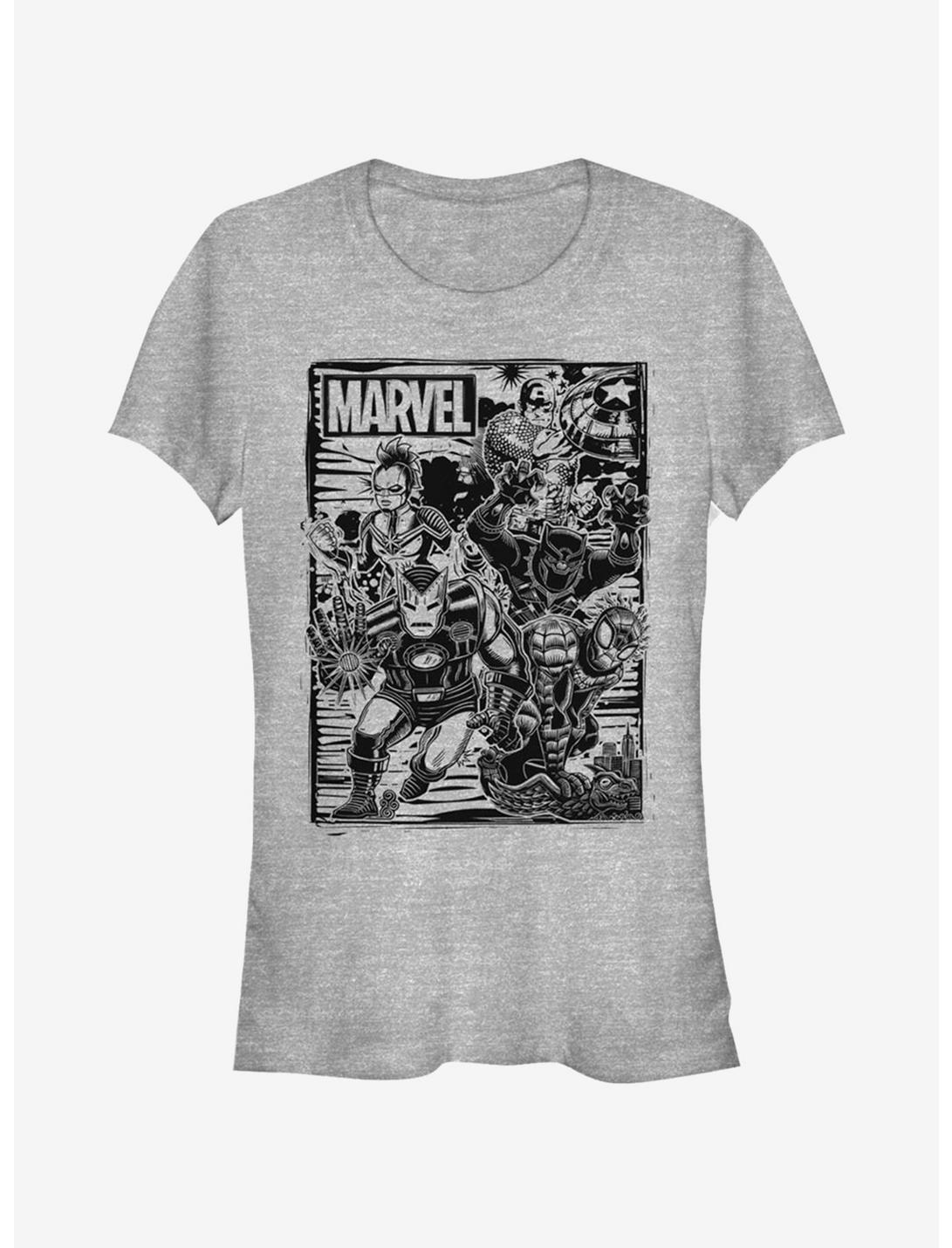 Marvel Avengers Group Fighters Girls T-Shirt, ATH HTR, hi-res