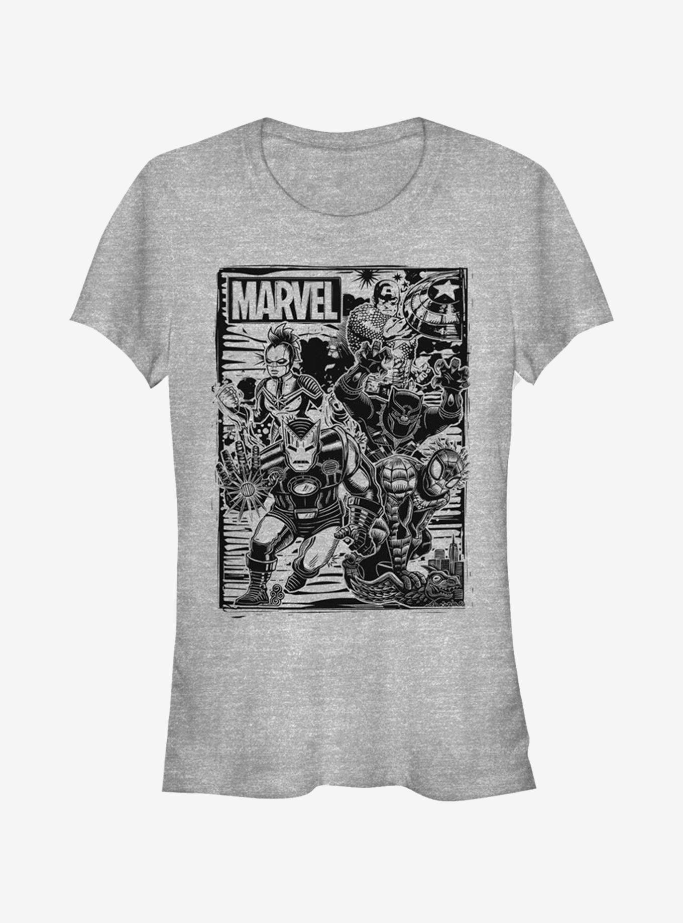 Marvel Avengers Group Fighters Girls T-Shirt, ATH HTR, hi-res