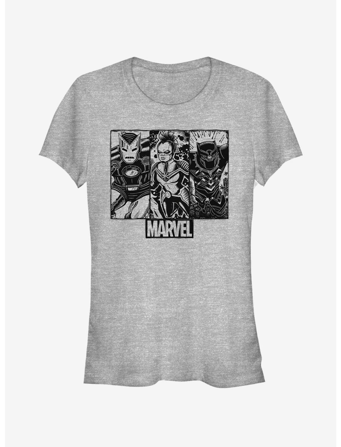 Marvel Avengers Trio Panels Girls T-Shirt, ATH HTR, hi-res