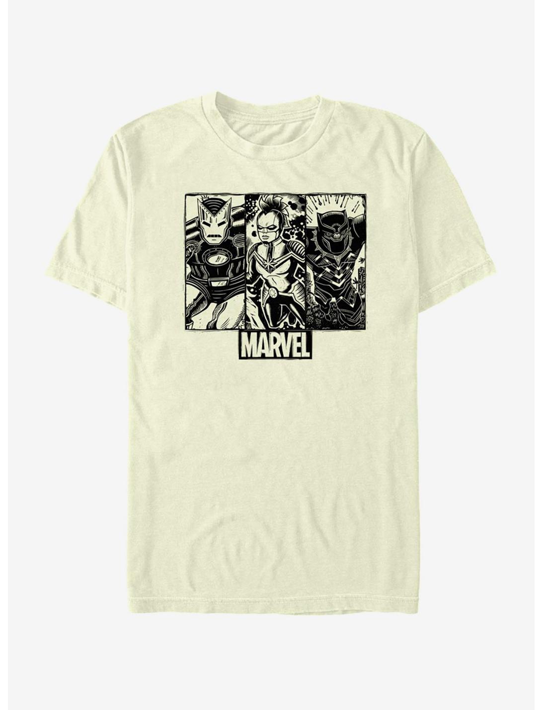 Marvel Avengers Trio Panels T-Shirt, NATURAL, hi-res