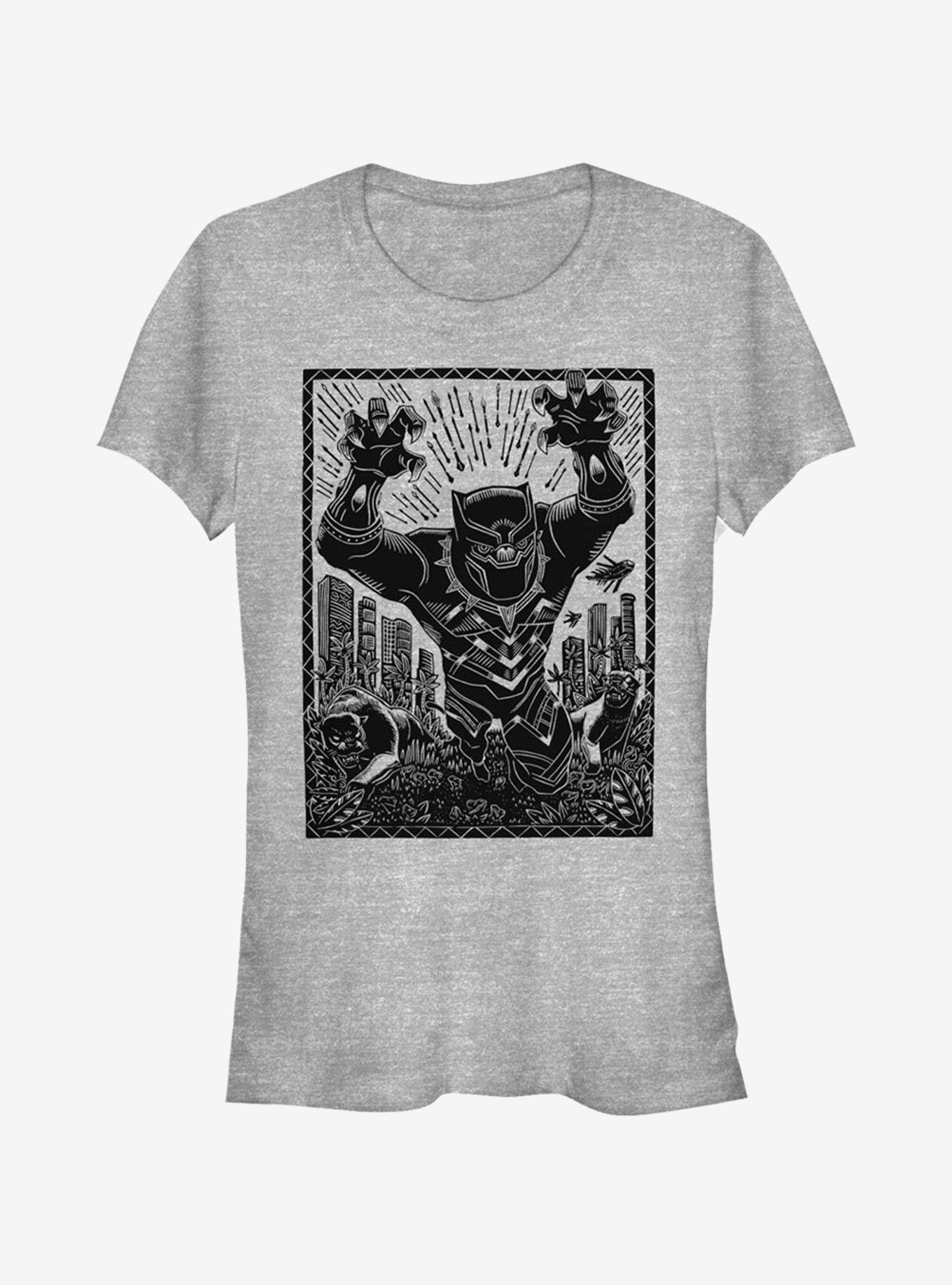 Marvel Black Panther Stencil Girls T-Shirt, ATH HTR, hi-res