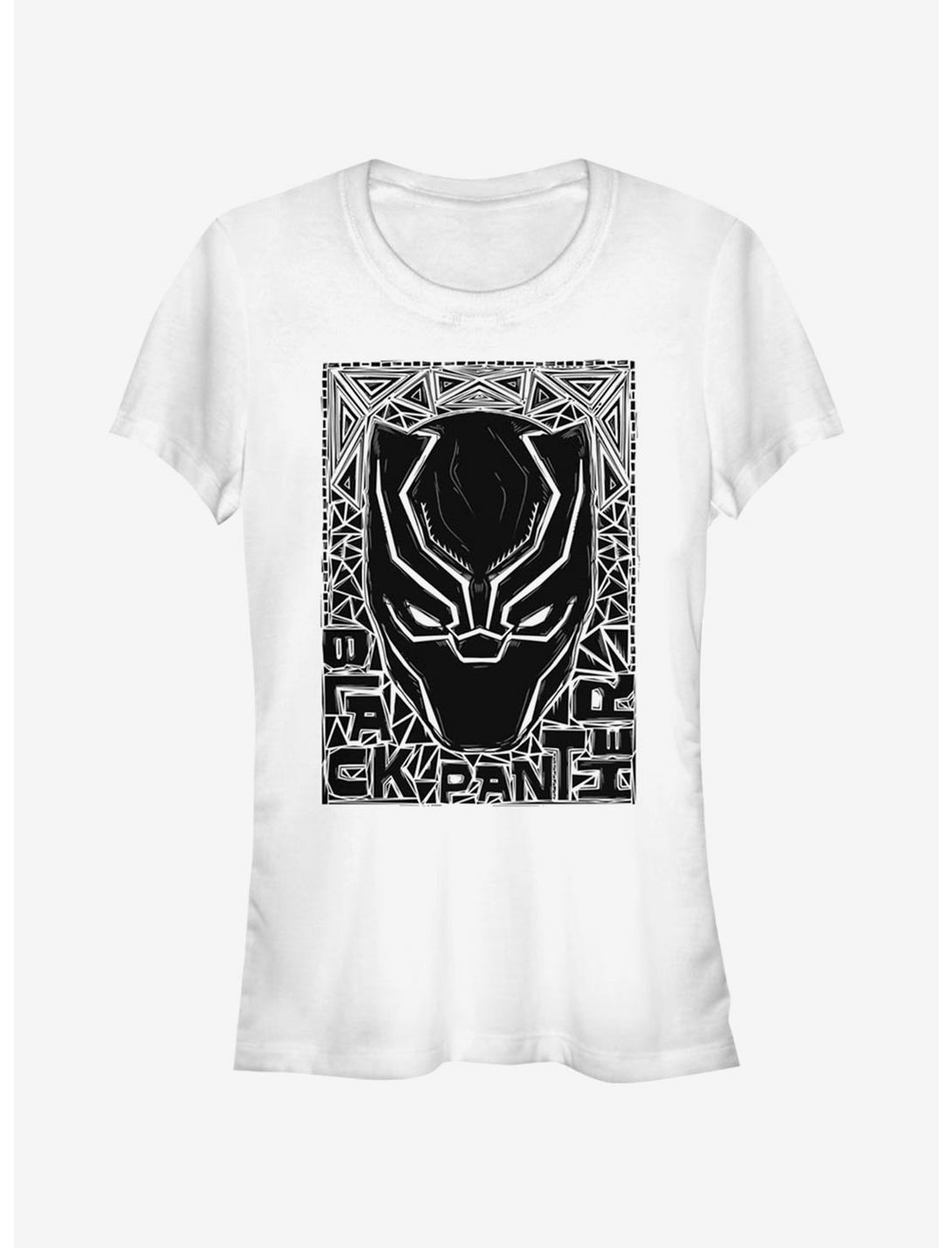 Marvel Black Panther Black Pattern Stencil Girls T-Shirt, WHITE, hi-res