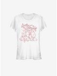 Disney Lady And The Tramp Lady Tramp Lineart Girls T-Shirt, WHITE, hi-res