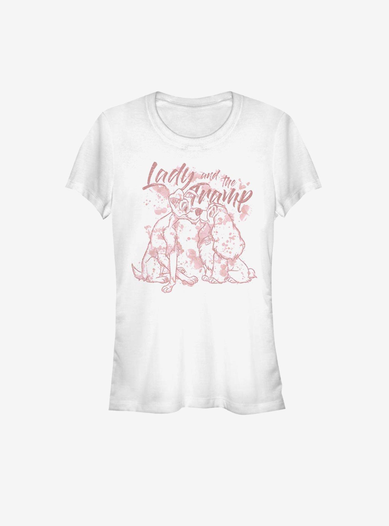 Disney Lady And The Tramp Lady Tramp Lineart Girls T-Shirt, WHITE, hi-res