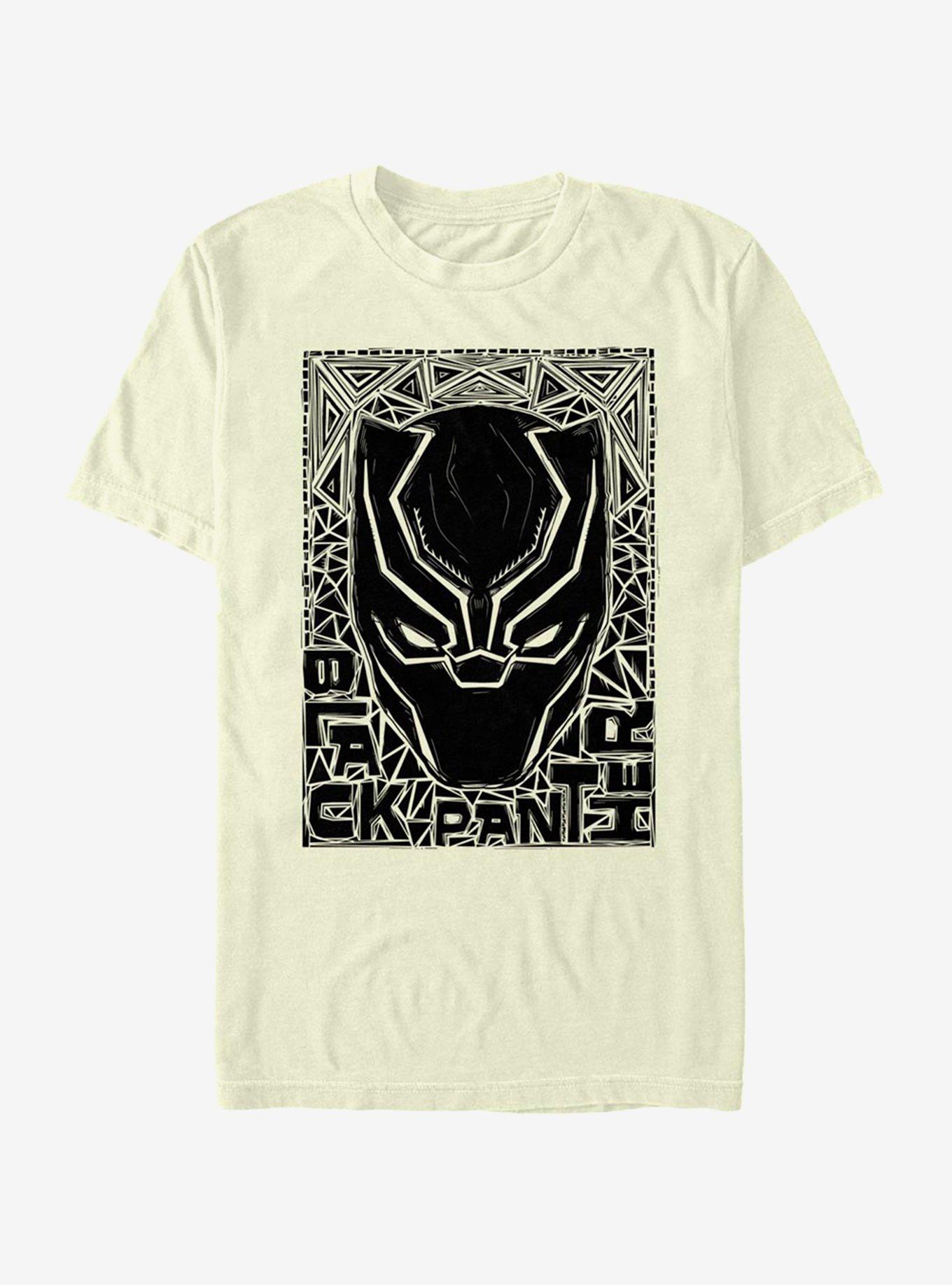 Marvel Black Panther Black Pattern Stencil T-Shirt