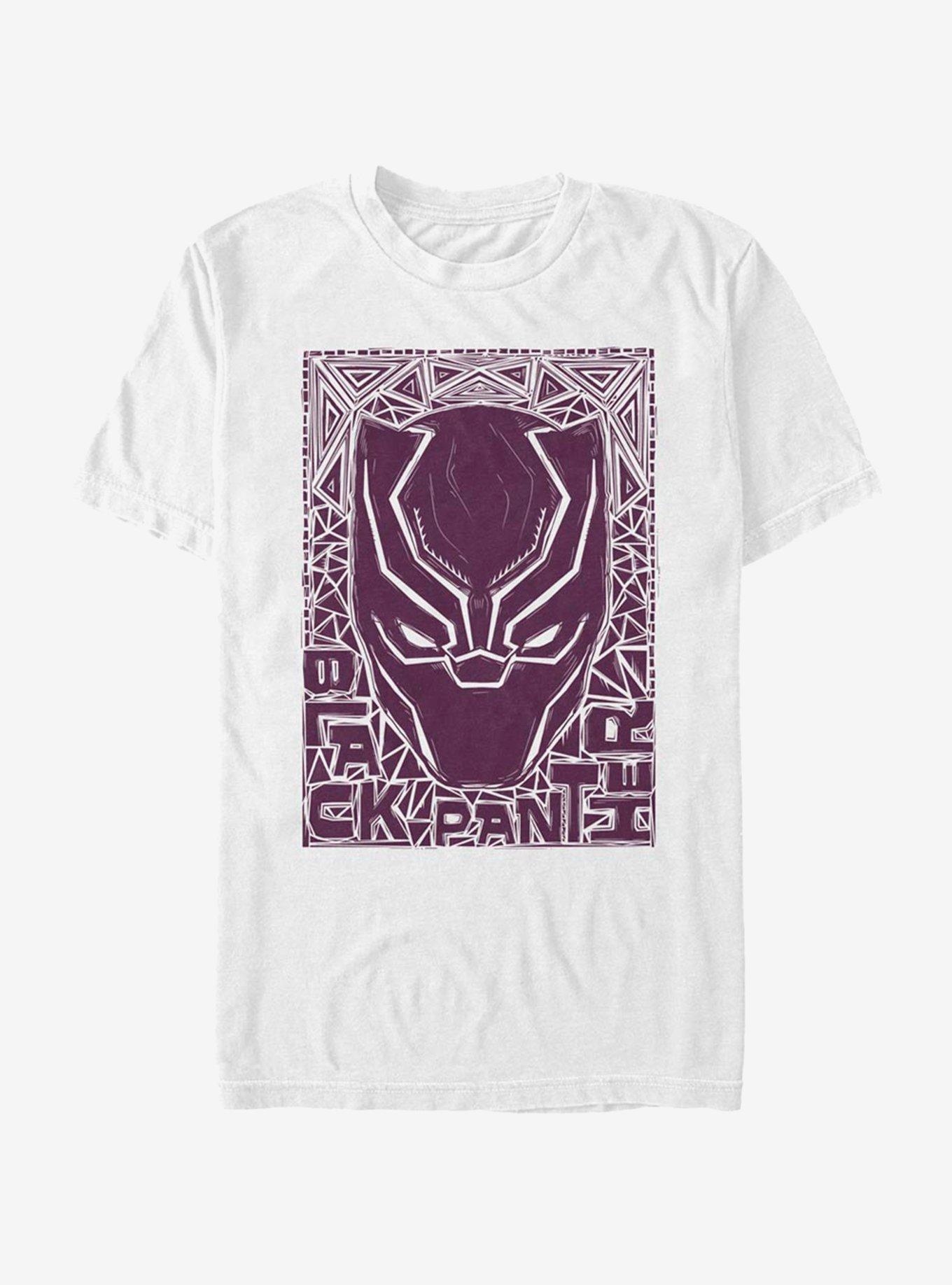 Marvel Black Panther Black Pattern Stencil T-Shirt, WHITE, hi-res
