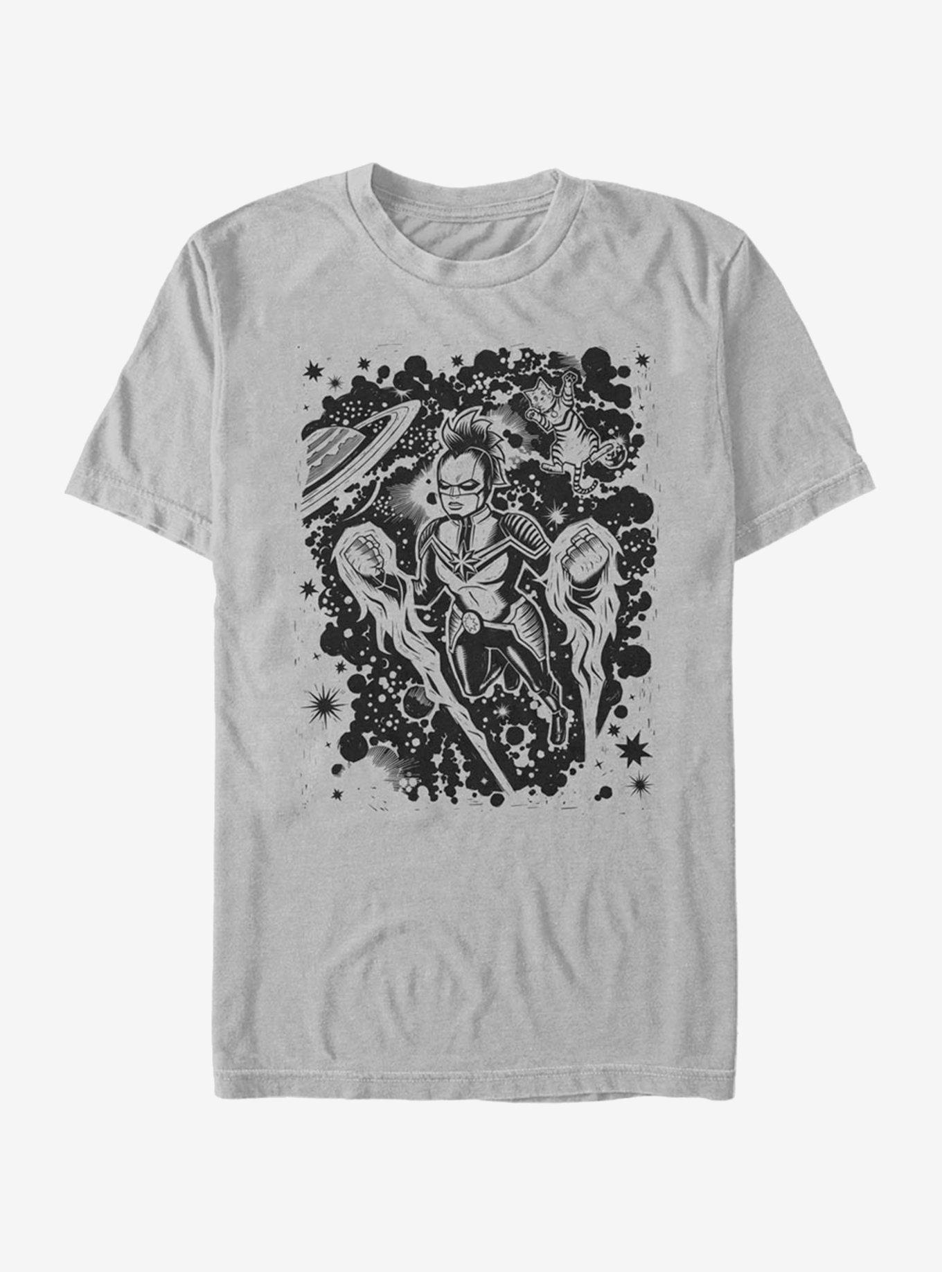 Marvel Captain Marvel Stencil T-Shirt, SILVER, hi-res