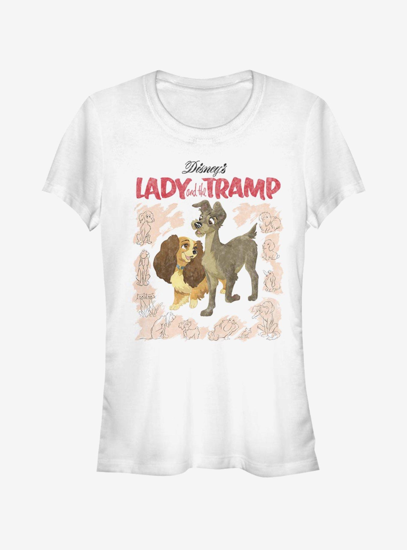Disney Lady And The Tramp Vintage Cover Girls T-Shirt, WHITE, hi-res
