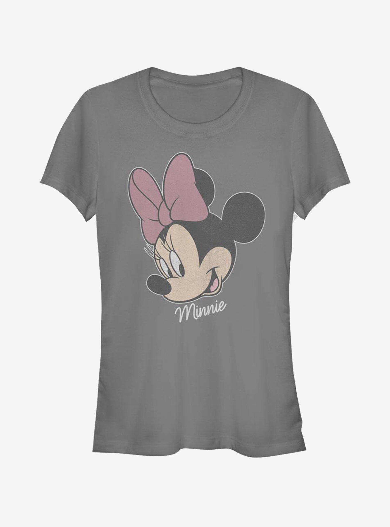 Disney Mickey Mouse Minnie Big Face Distressed Girls T-Shirt