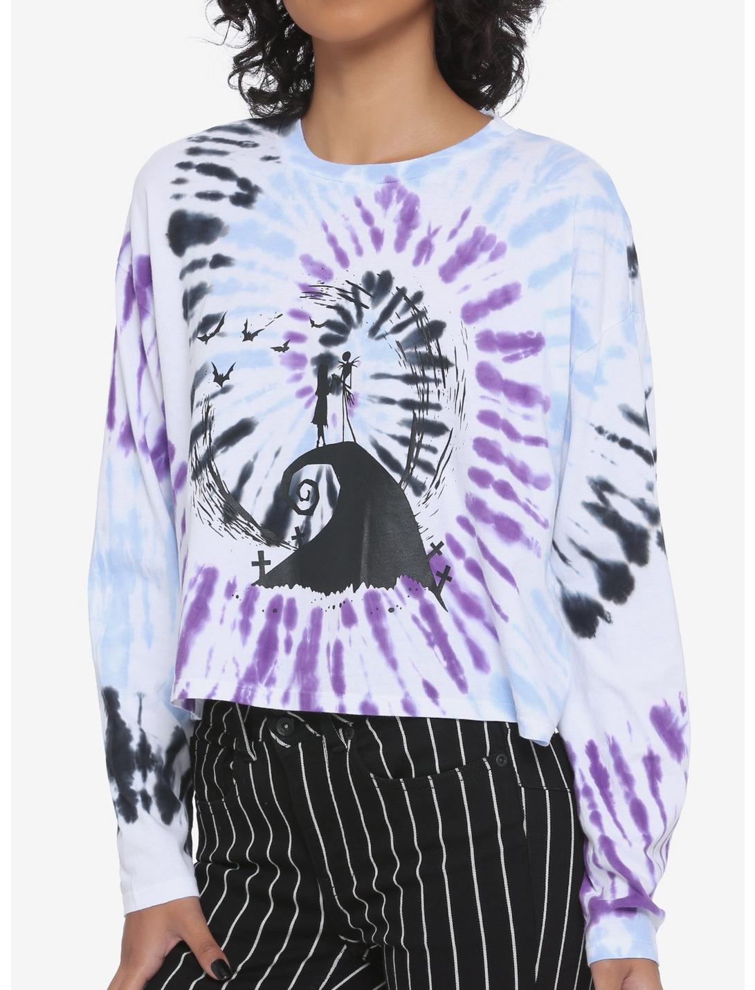 The Nightmare Before Christmas Spiral Hill Tie-Dye Crop Long-Sleeve T-Shirt, MULTI, hi-res