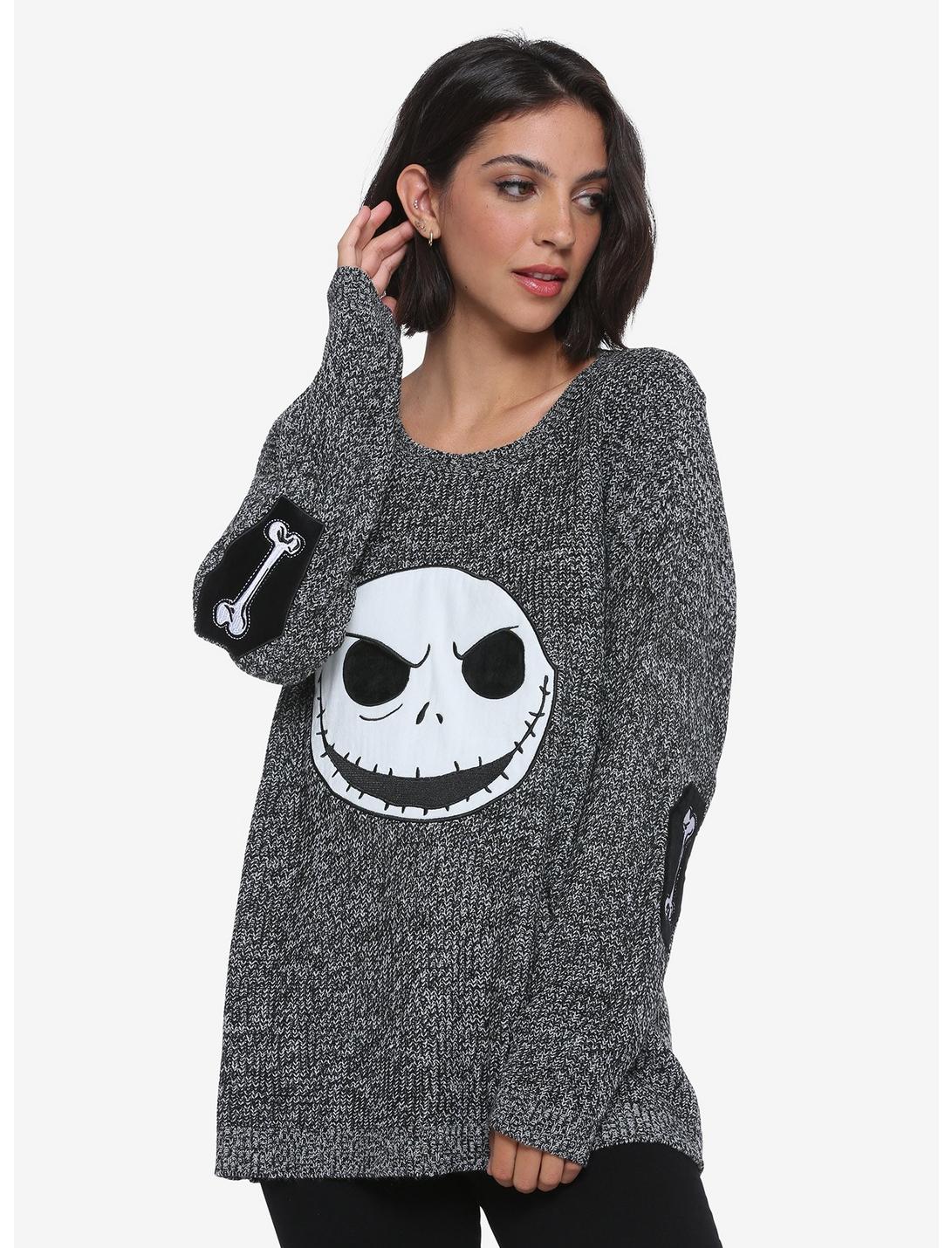 The Nightmare Before Christmas Jack Elbow Patch Sweater, MULTI, hi-res
