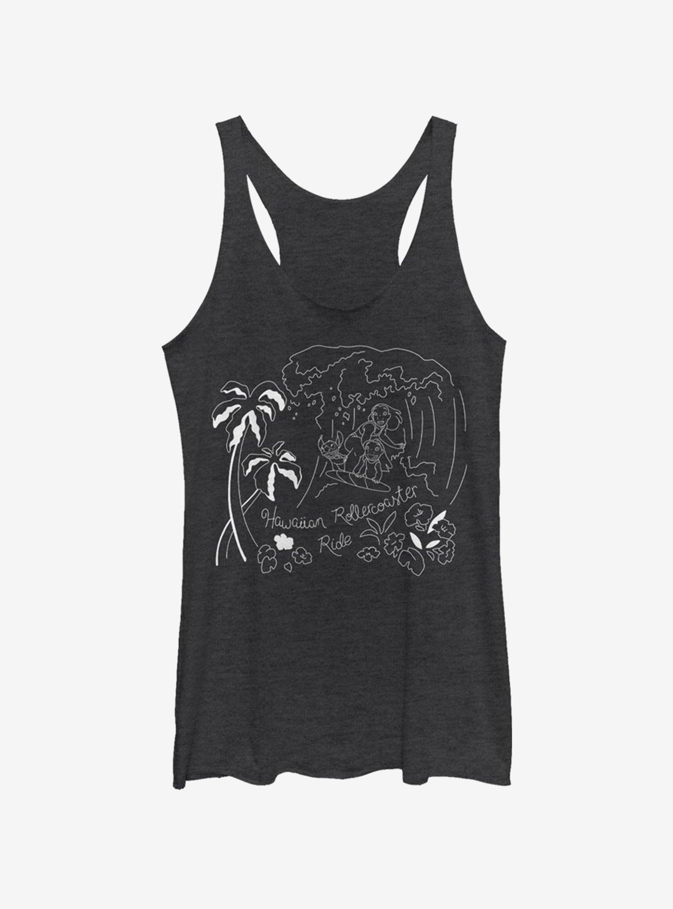 Disney Lilo & Stitch Stitch Surf Line Art Girls Tank, , hi-res