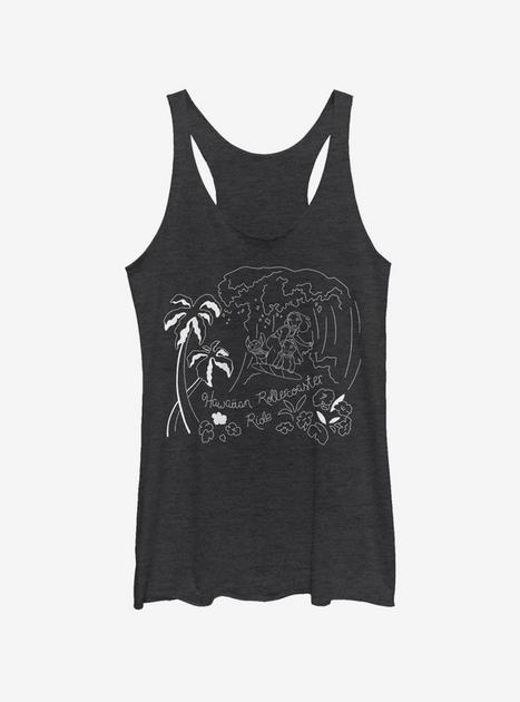 Disney Lilo & Stitch Stitch Surf Line Art Girls Tank - BLACK | Hot Topic