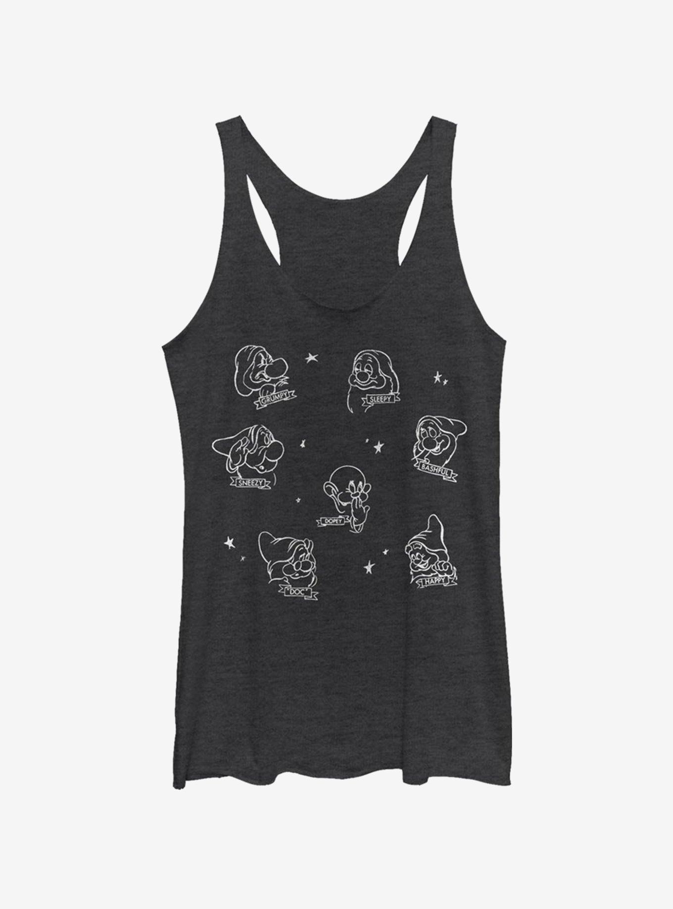 Disney Snow White And The Seven Dwarfs Many Dwarves Girls Tank, BLK HTR, hi-res