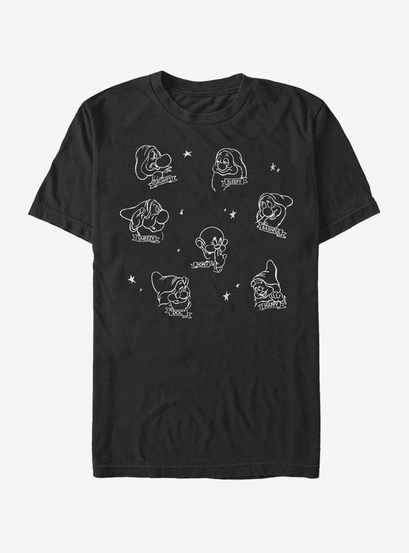 Disney Snow White And The Seven Dwarfs Many Dwarves T-Shirt, BLACK, hi-res