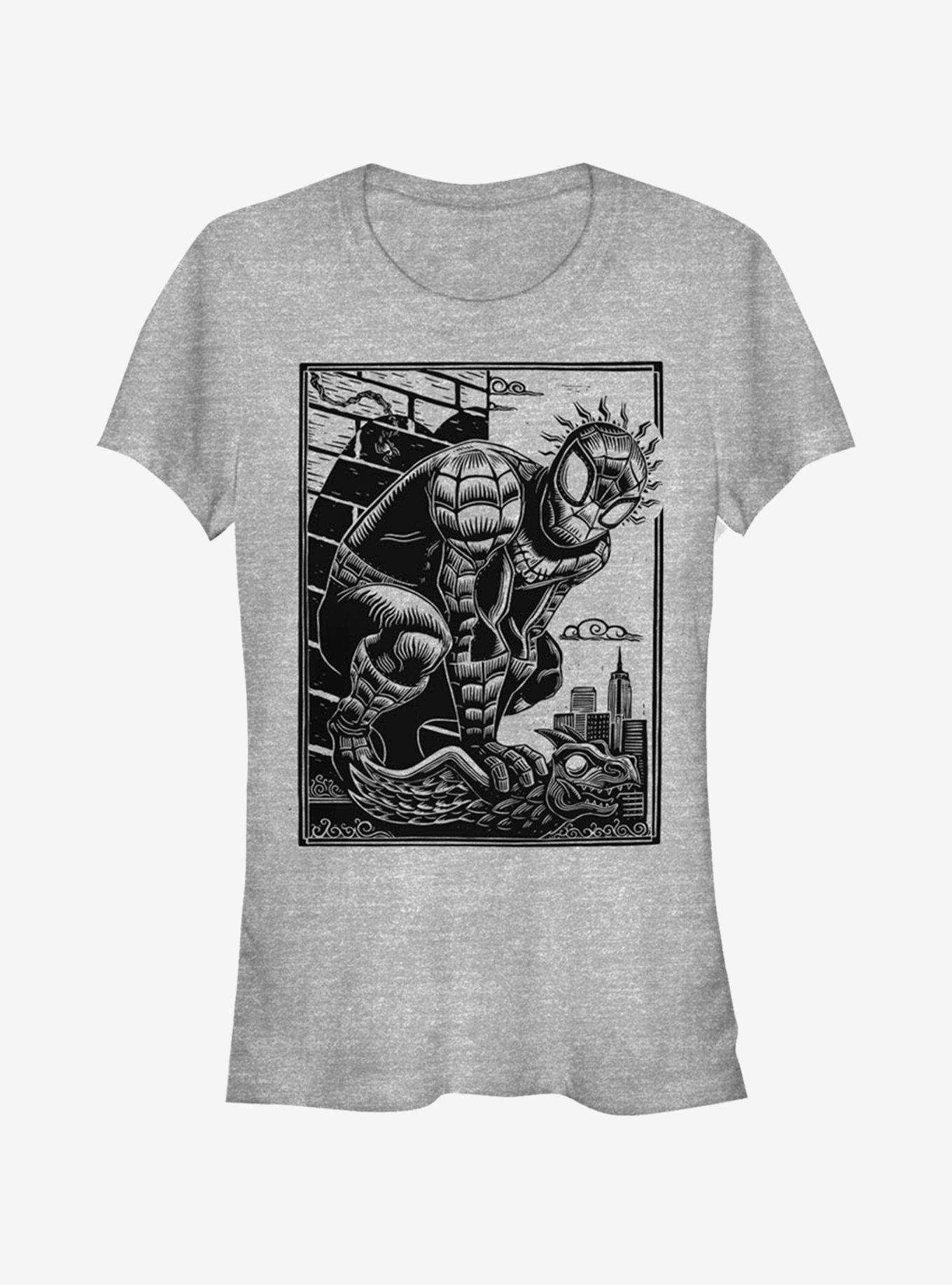 Marvel Spider-Man Stencil Girls T-Shirt, ATH HTR, hi-res