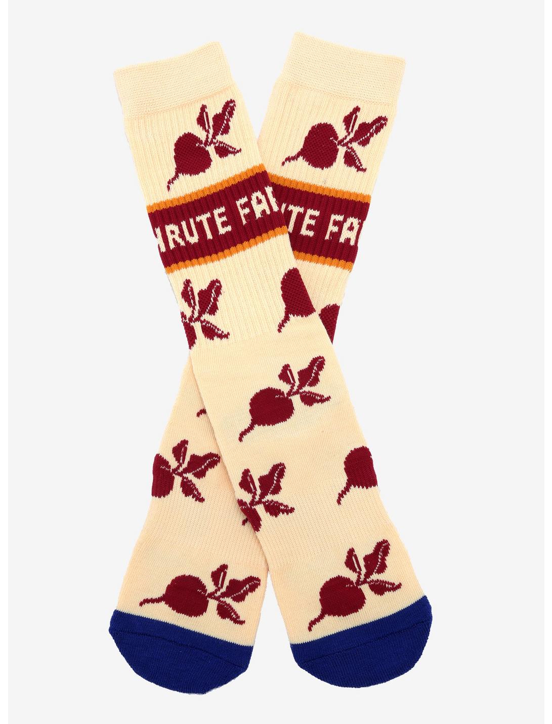 The Office Schrute Farms Beet Allover Print Crew Socks - BoxLunch Exclusive, , hi-res