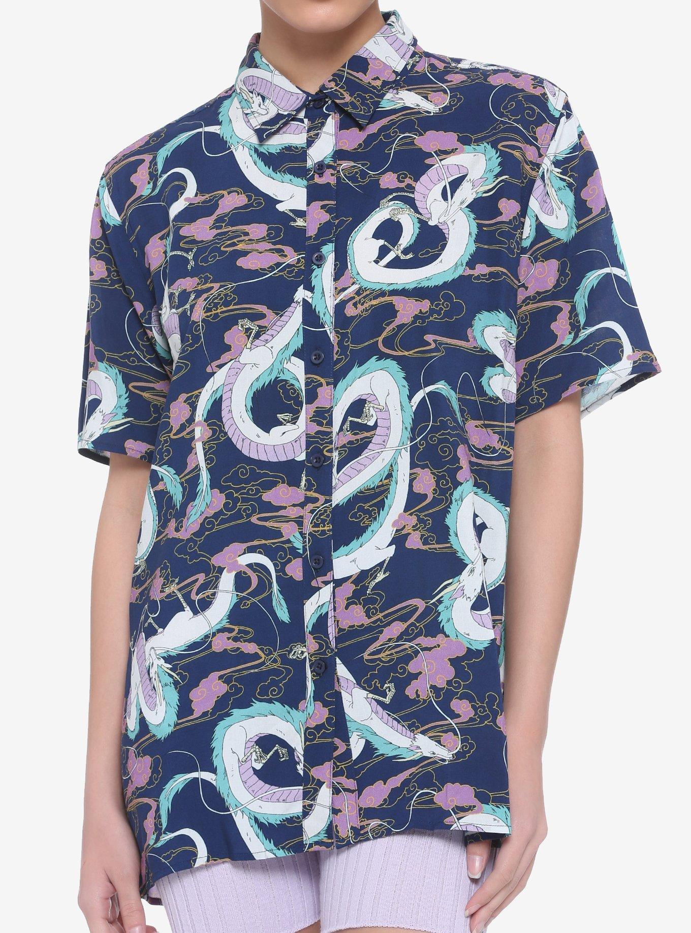 Her Universe Studio Ghibli Spirited Away Haku & Clouds Girls Woven Button-Up, MULTI, hi-res