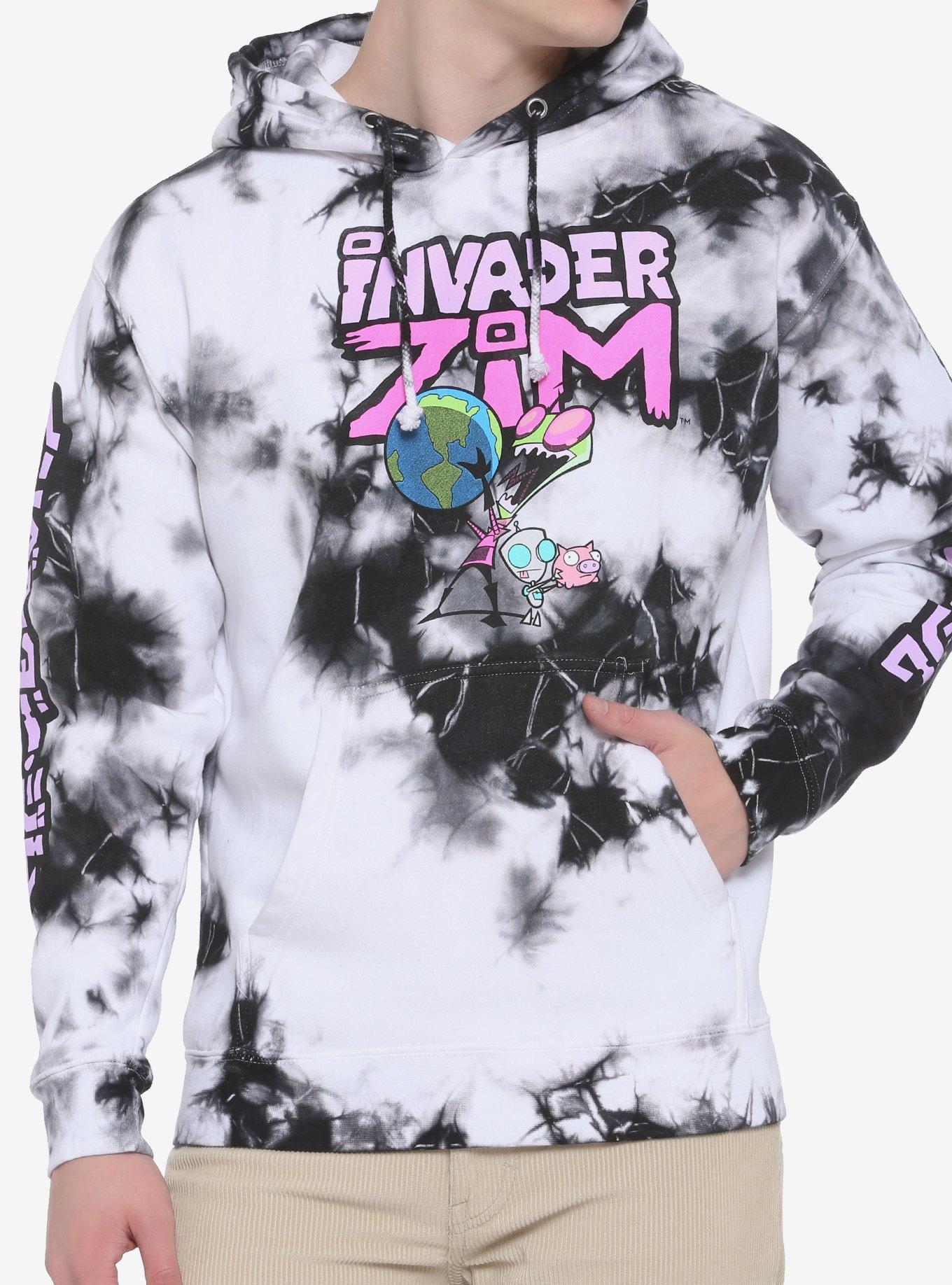 Invader Zim Black & White Tie-Dye Hoodie, MULTI, hi-res