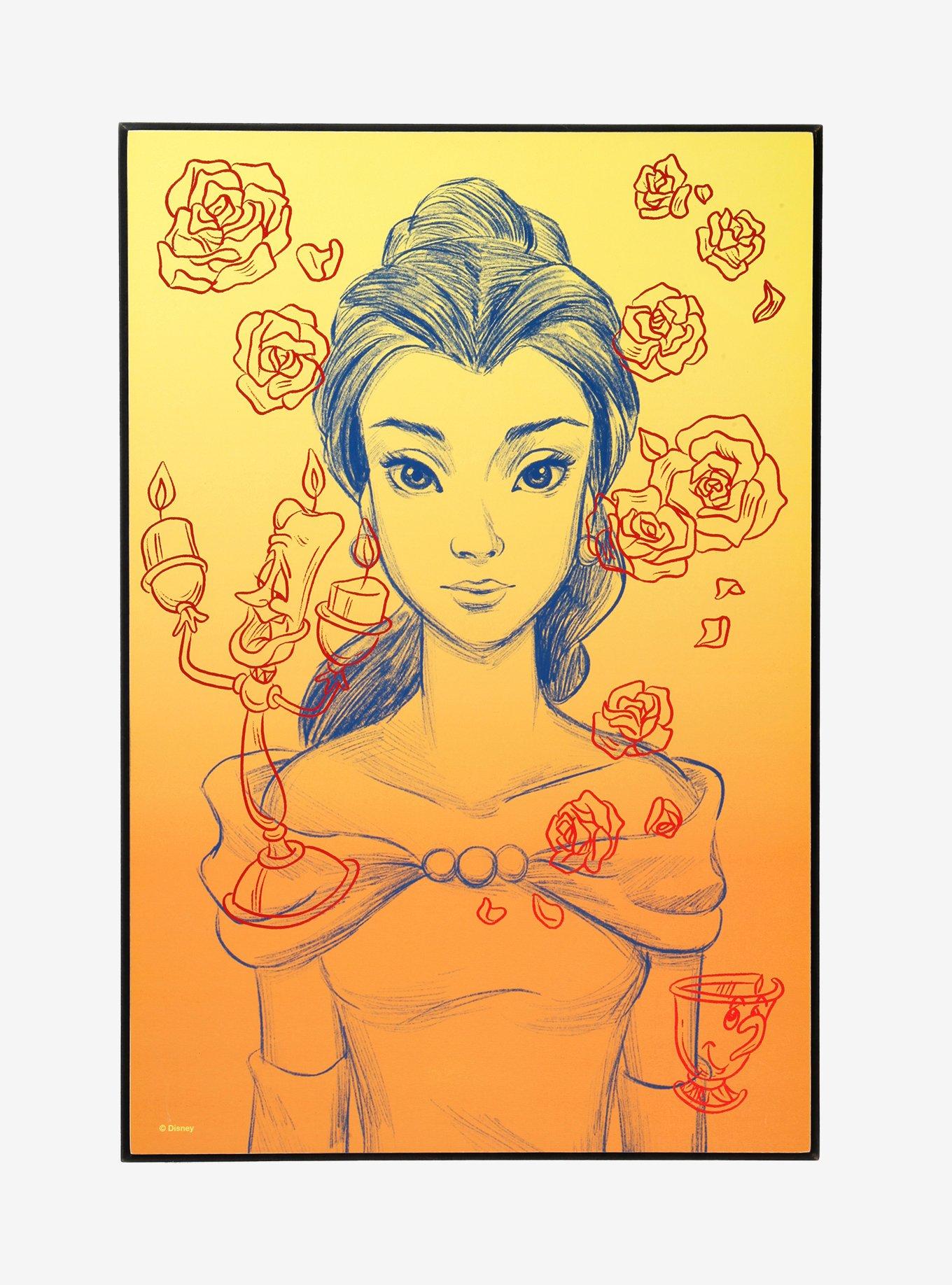 Disney Beauty And The Beast Belle & Roses Wood Wall Art, , hi-res
