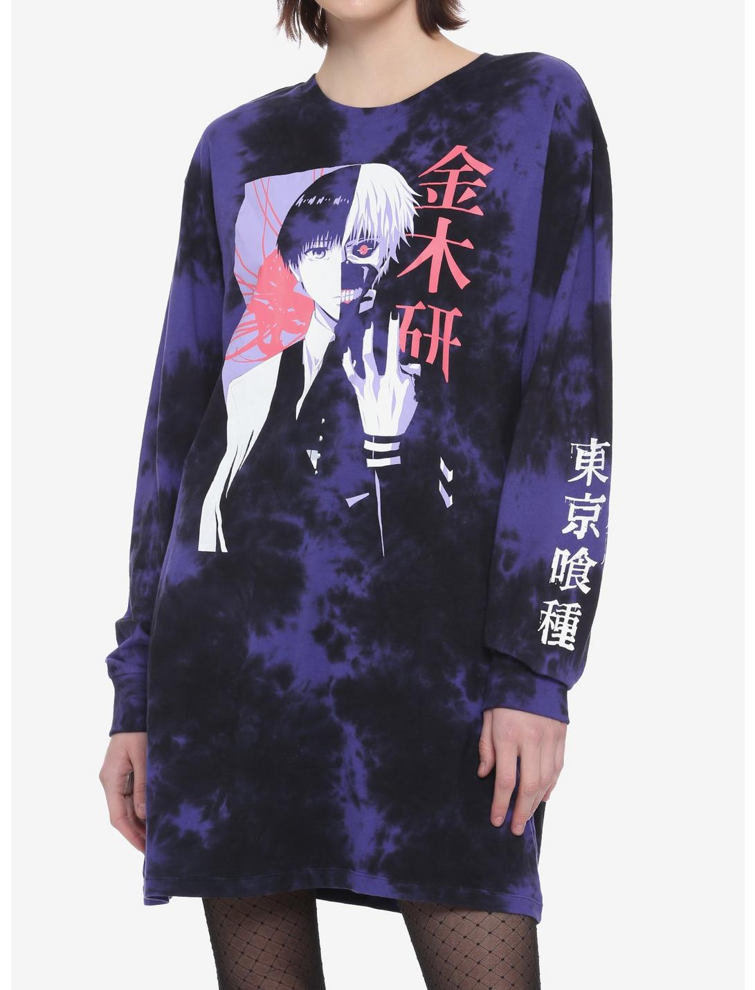 Tokyo Ghoul Ken Kaneki Split Tie-Dye Long-Sleeve T-Shirt Dress, TIE DYE, hi-res