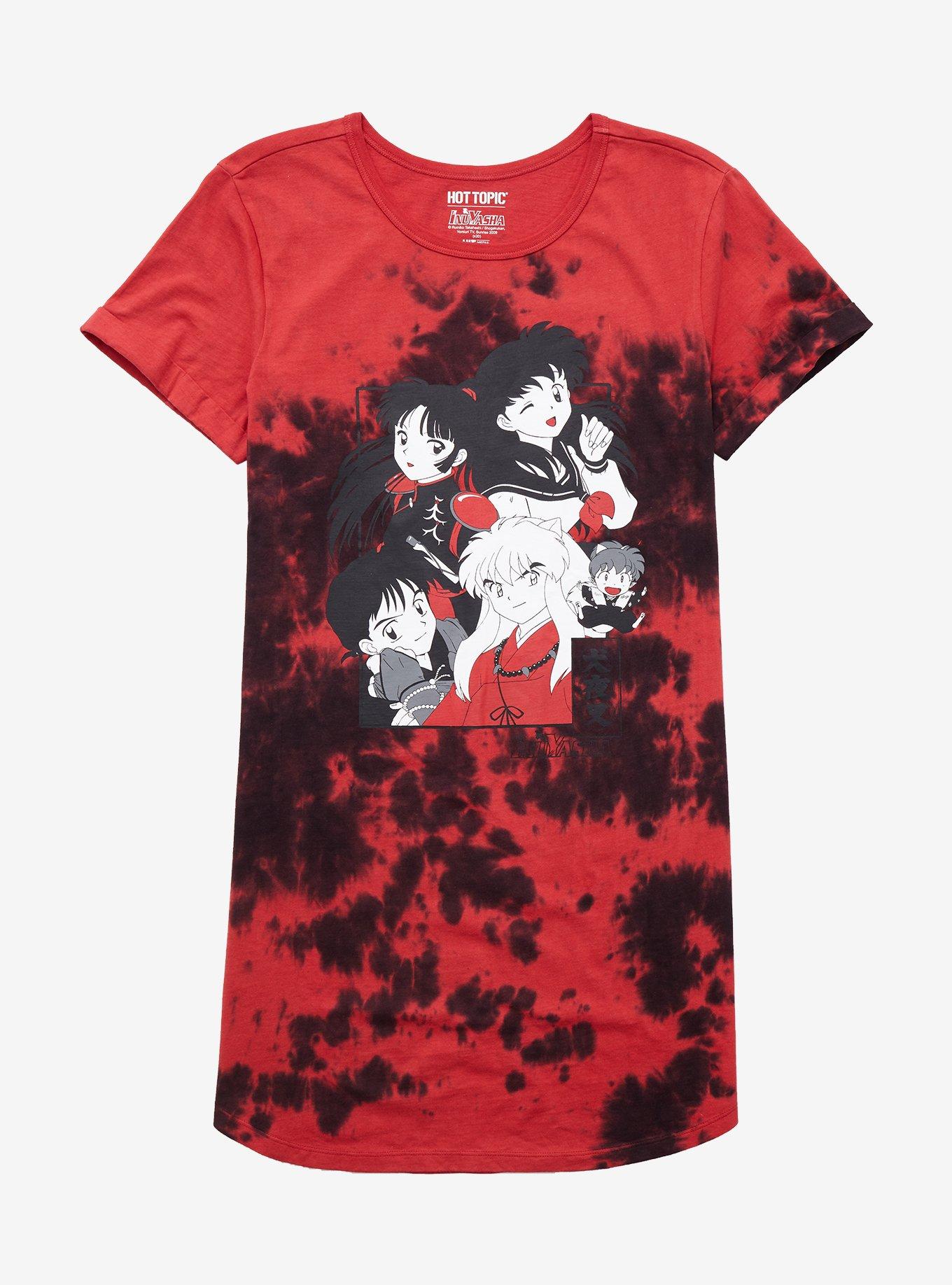 InuYasha Red & Black Tie-Dye T-Shirt Dress, TIE DYE, hi-res