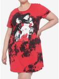 Inuyasha Red & Black Tie-Dye T-Shirt Dress Plus Size, TIE DYE, hi-res