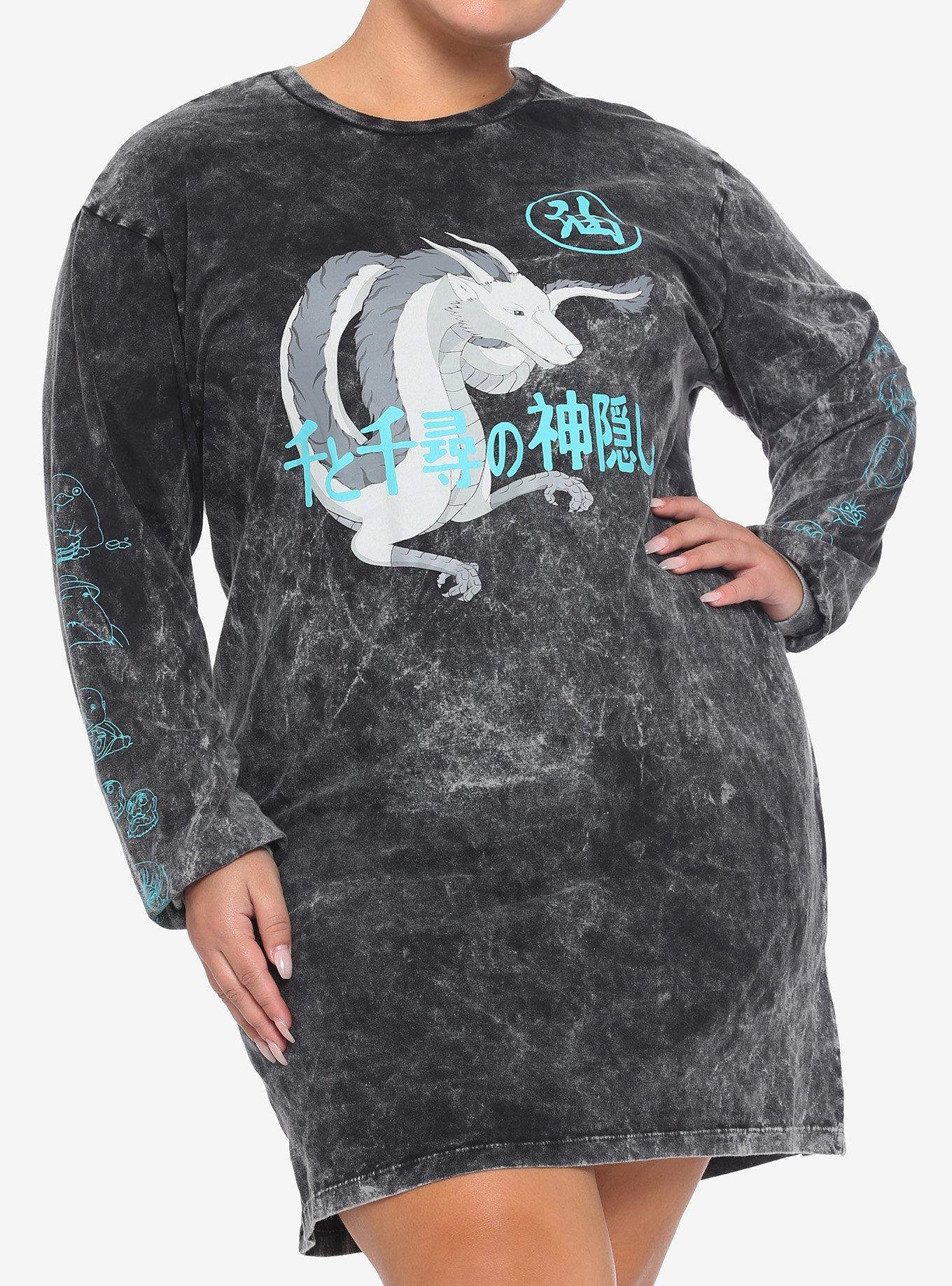 Studio Ghibli Spirited Away Haku Wash Girls Long-Sleeve T-Shirt Dress Plus Size, TIE DYE, hi-res