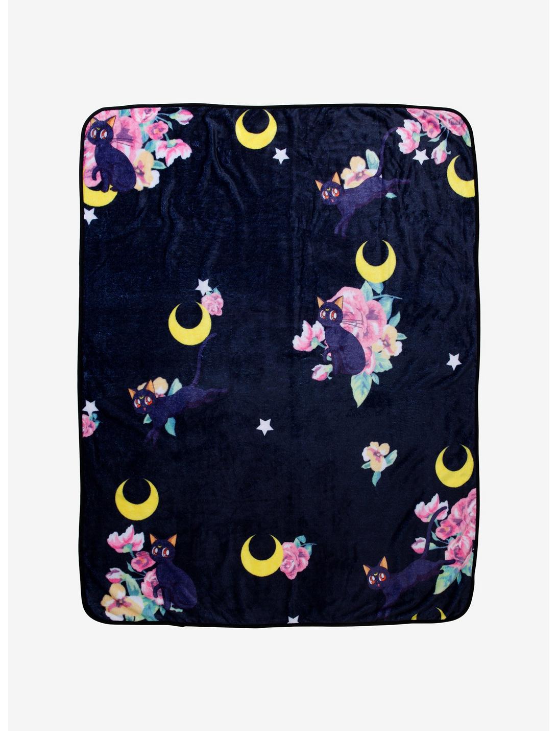 Sailor Moon Luna Floral Throw Blanket, , hi-res