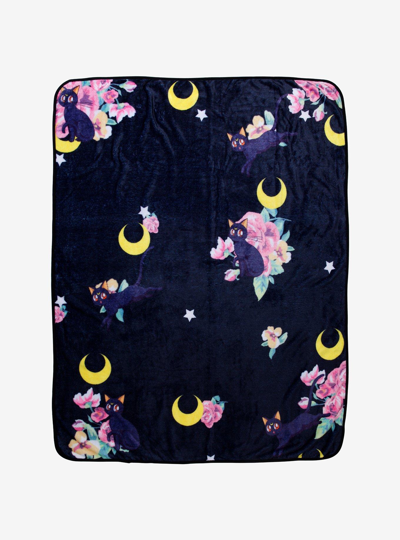 Sailor Moon Luna Floral Throw Blanket, , hi-res