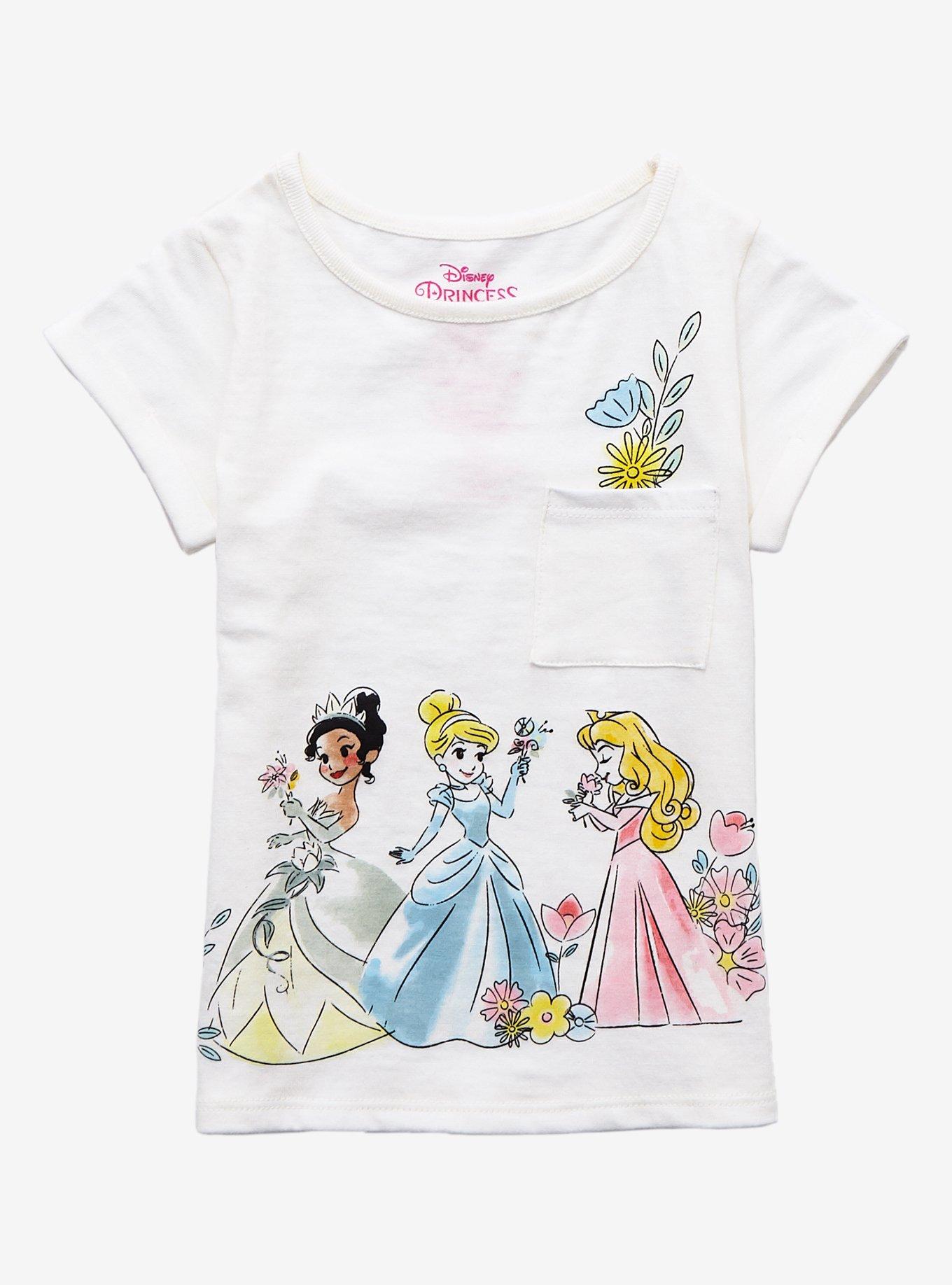Disney Princess Watercolor Pocket Toddler T-Shirt - BoxLunch Exclusive, WHITE, hi-res