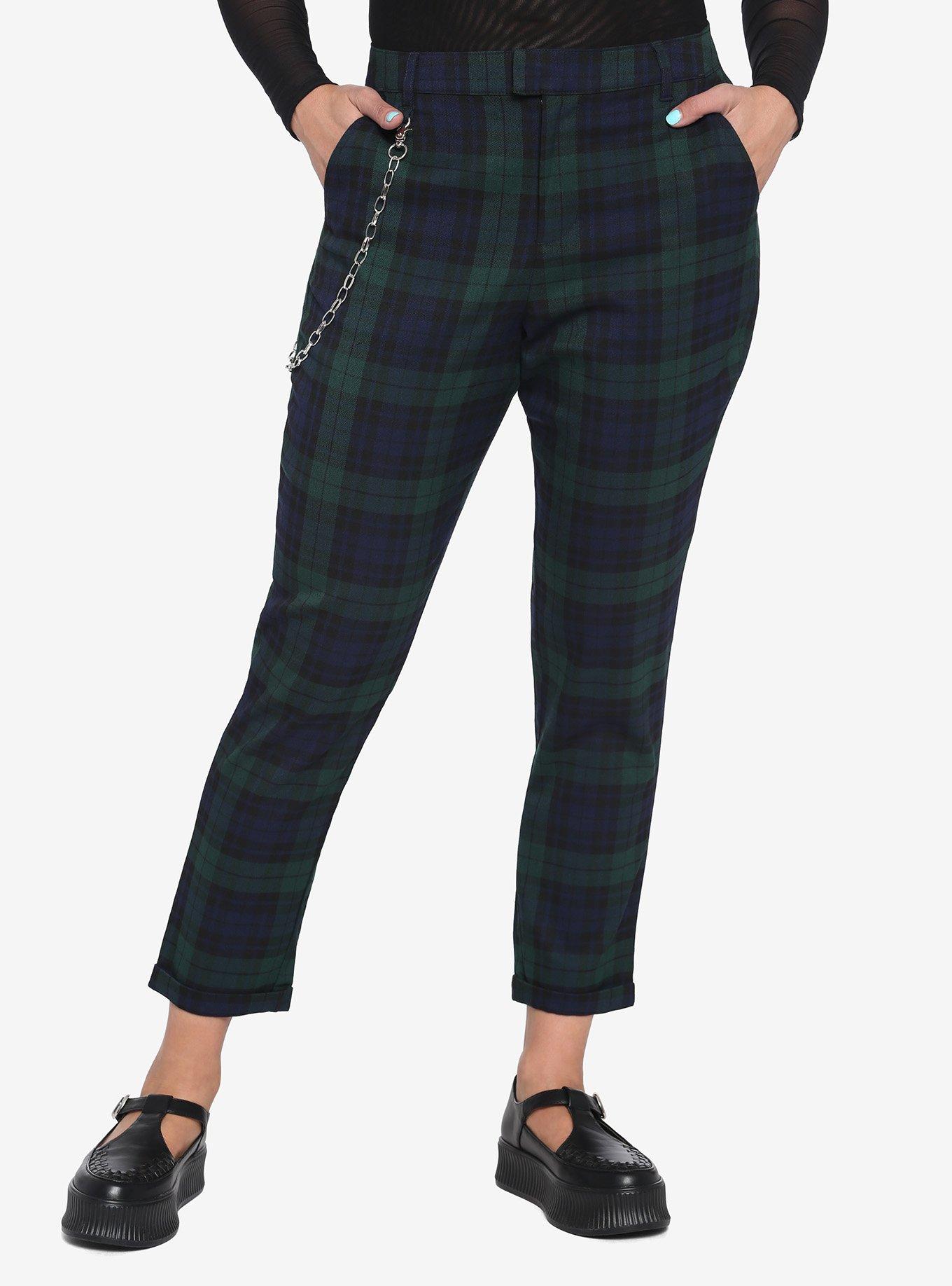 blue green plaid pants