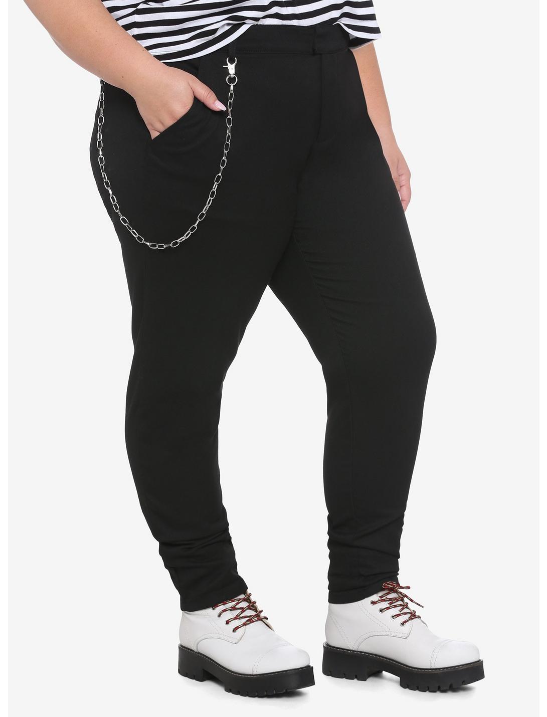 Black Tapered Pants Plus Size, BLACK, hi-res