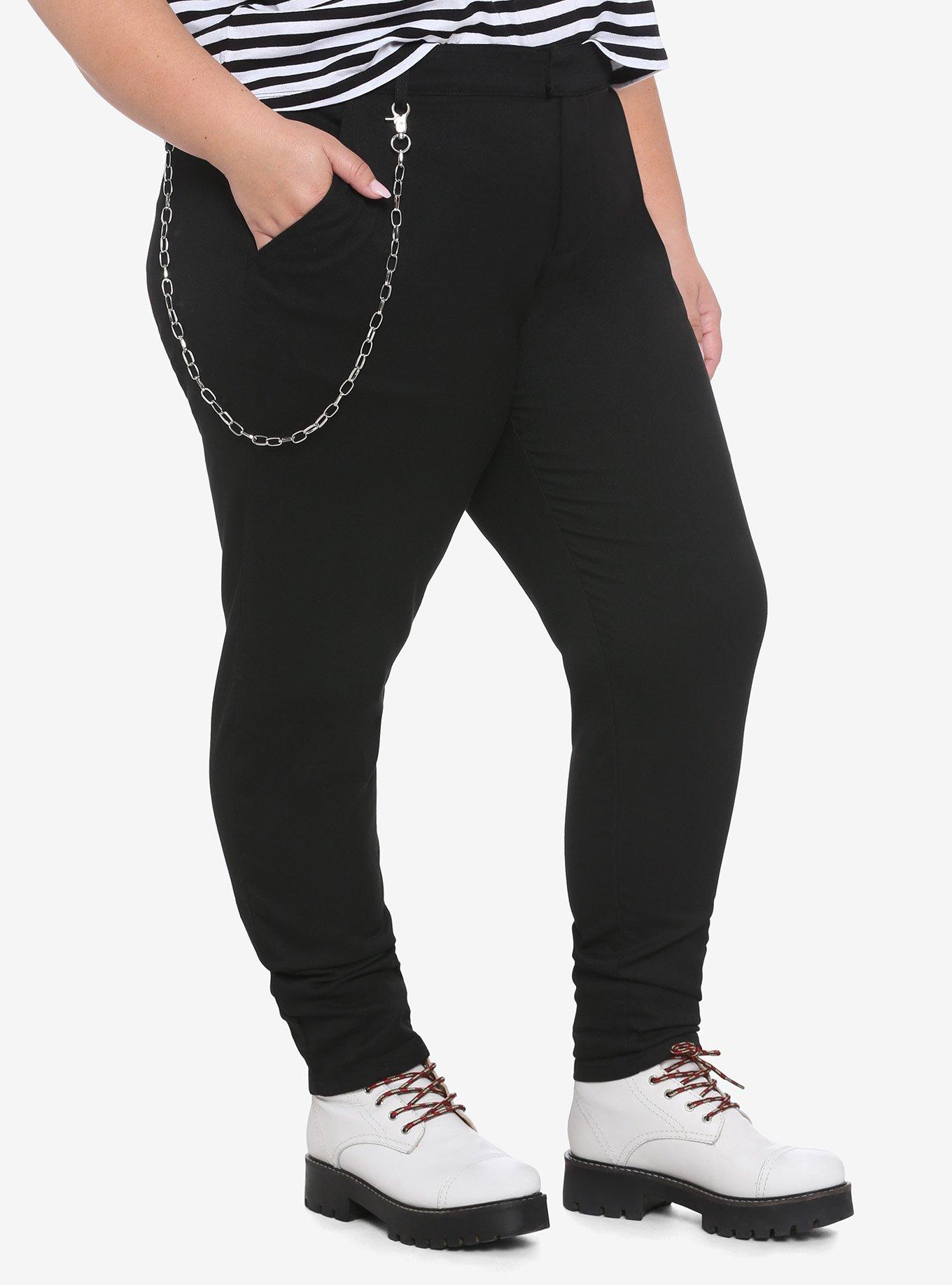 Black Tapered Pants Plus Size, BLACK, hi-res