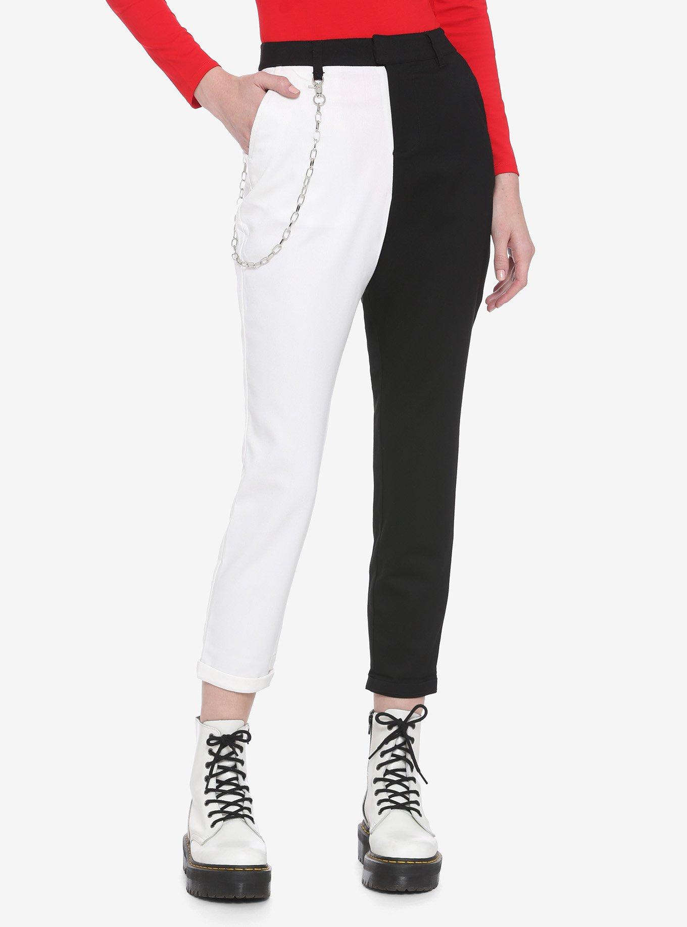 Hot Topic, Pants & Jumpsuits, Hot Topic Black White Gothic Split Pants  With Detachable Chain