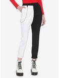 Black & White Split Pants With Detachable Chain, MULTI, hi-res