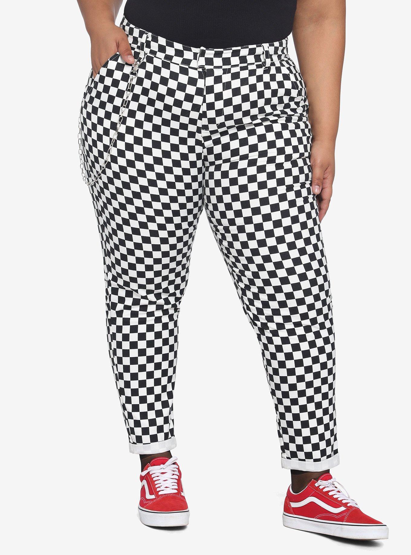 black and white checkered pants