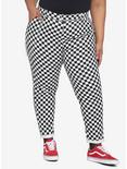 Black & White Checkered Pants With Detachable Chain Plus Size, MULTI, hi-res
